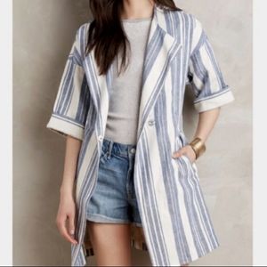 Anthro Elevenses North Channel Blue Stripe Jacket